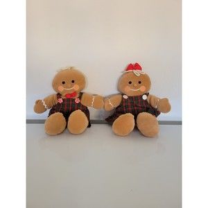 Vintage Gingerbread Friends Boy Girl Plush Gibson Greetings Tags & Cookie Cutter